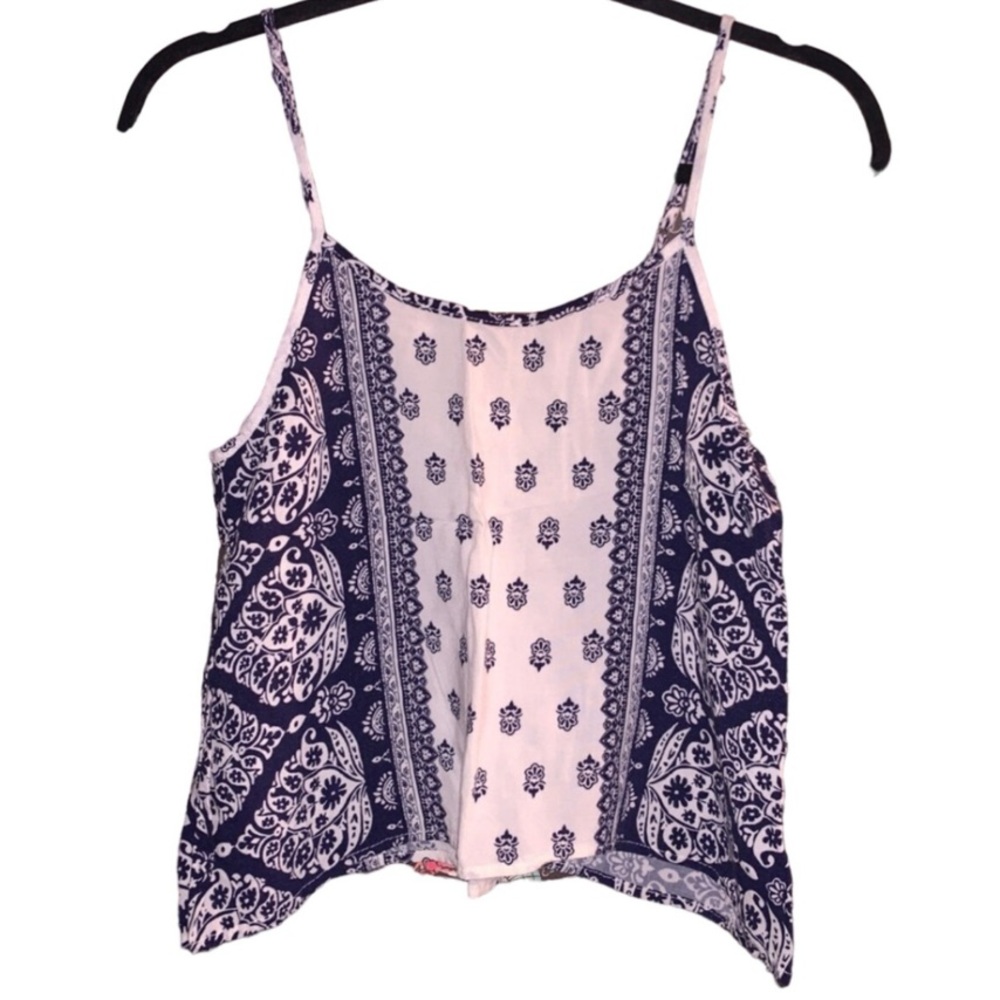 Mudd White Blue Bohemian Flowy Tank Top Sz XS